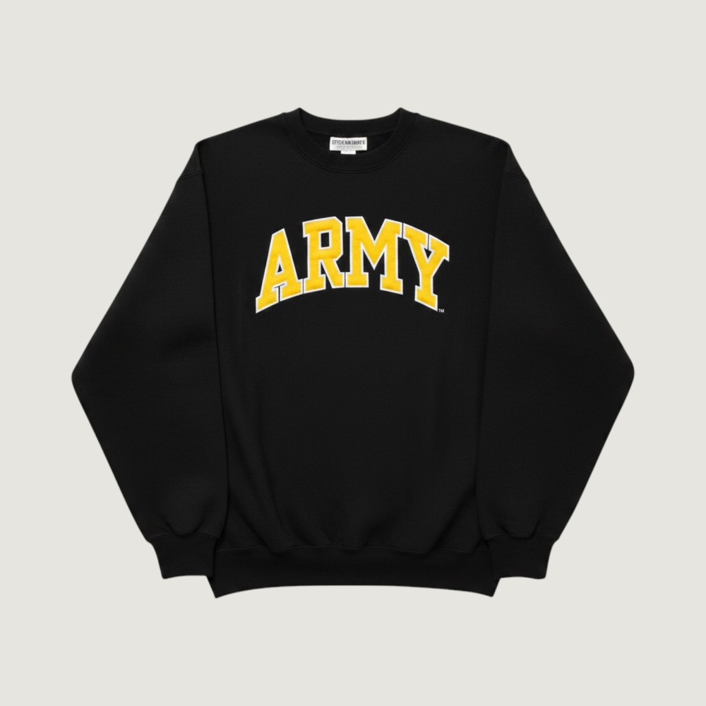 Vintage Steve and Barrys Army Crewneck Sweatshirt Black Embroidered XL Athletic - Picture 1 of 8